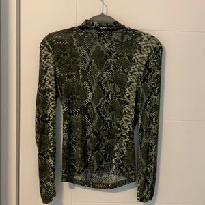 Turtle neck fitted snakeskin shirt